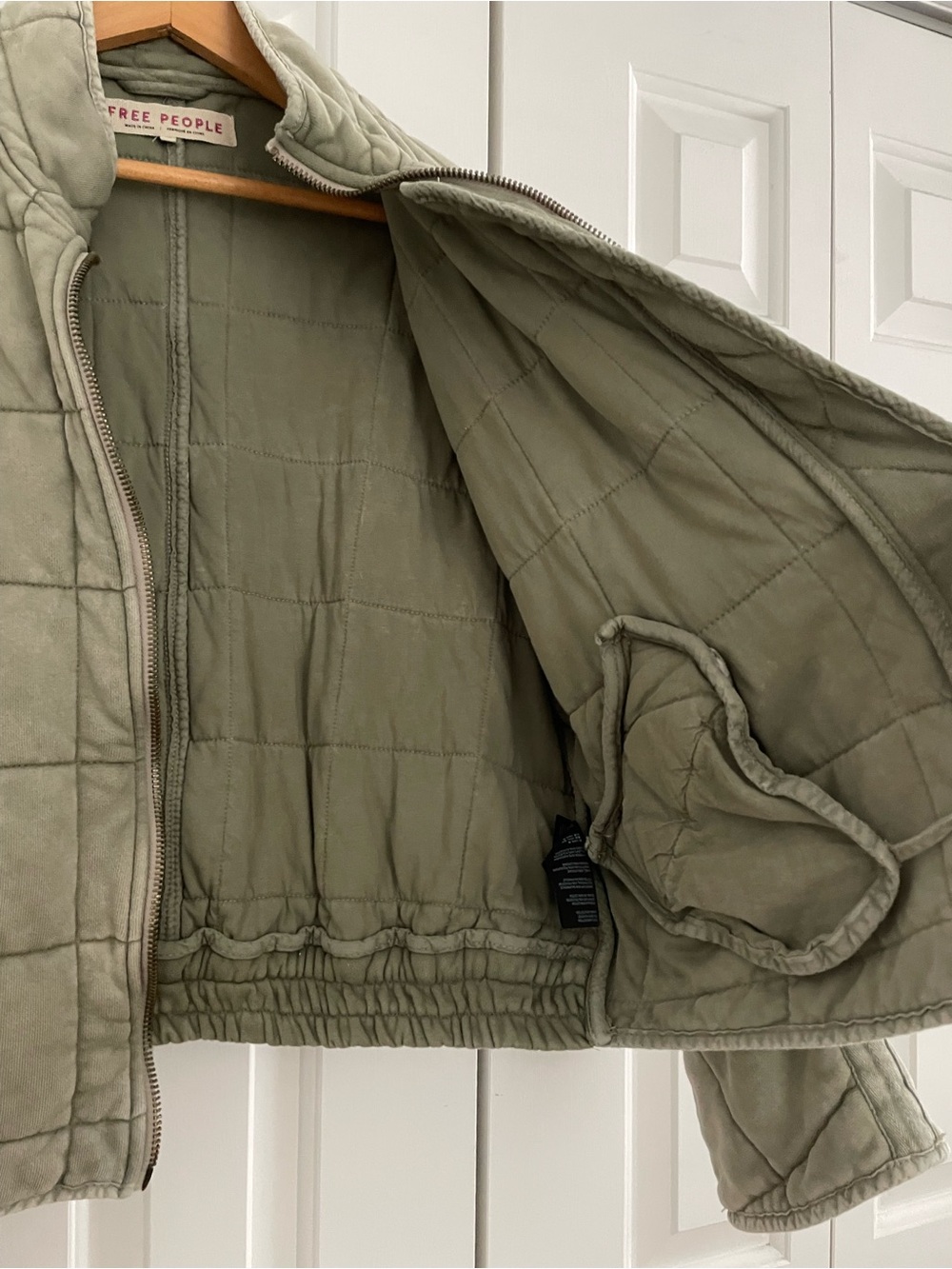 Free People Dolman Quilted Knit Jacket in Moss - Picture 9 of 16